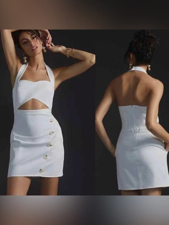 Anthropologie Dresses & Skirts - MARE MARE X Anthropologie Halter Cutout Mini bridal shower bachelorette Dress XS